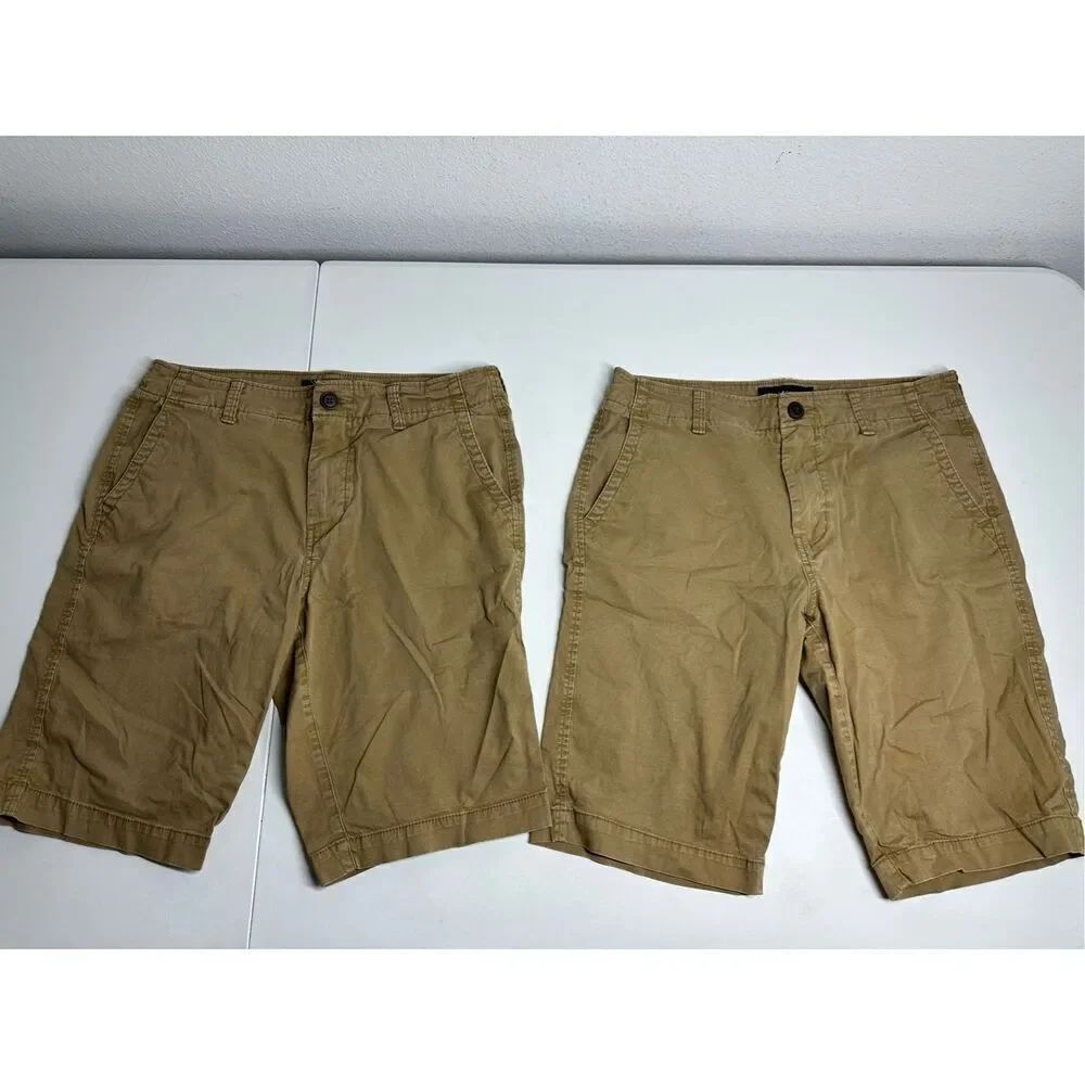 Aeropostale Mens Shorts Lot of 2 Size 30 Brown Bermuda Flat Front Chino